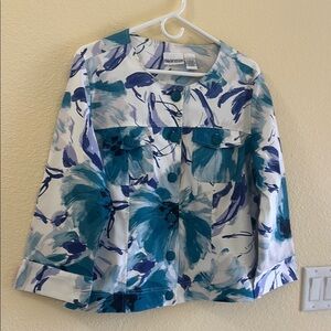 Apparenza Blue and White Abstract Blazer